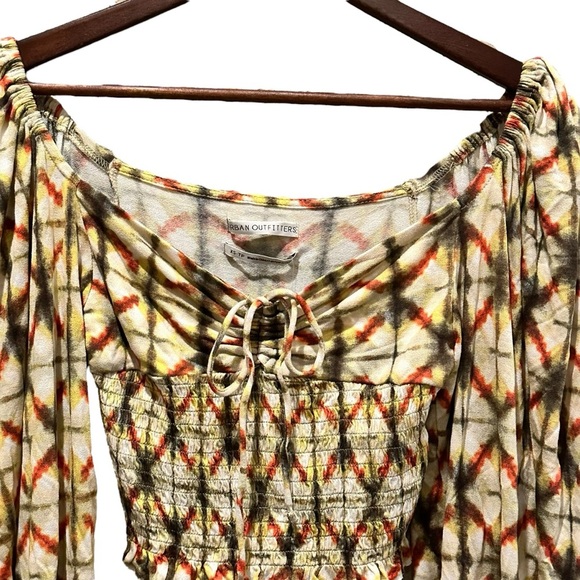 Urban Outfitters Old Soul Yellow Green Orange Smocked Crop Top Size XS NEW - Picture 4 of 12